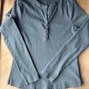 Women's Long Sleeve Henley Top - Gray